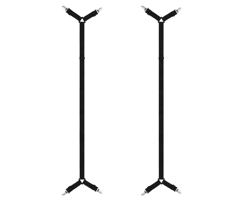 Sheet Straps 2 Pieces Mattress Sheet Holder Straps for Queen/King Size Bed Suspenders Twin XL Adjustable Elastic Bands and Corner Clips