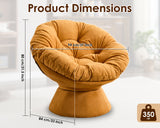 Papasan Chair with Thick Cushion Swivel 360 Comfy Accent Chair Indoor Upholstered Cozy Reading Chair Ergonomic Round Chair