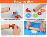 Rolling Pin with 4 Adjustable Thickness Rings 13.6 Inch Rolling Oin Marked with Inch for Baking, Dough, Cookie,Cake,Fondant, Pizza, Pie Crust