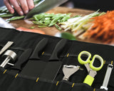 Knife Roll 10 Slots Plus 1 Pocket Canvas Chef Knife Bag for Meat Cleaver, Knife Hone, Utensils and Kitchen Tools Up to 12”