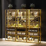 LED Tall Wine Rack Freestanding Floor 6-Tier Wine Rack With Glass Holder and Wine Storage, Wine Racks Countertop