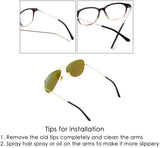 Eyeglass Metal Frame End Tips 6 Pairs Silicone Ear Sock Pieces Tubes Anti-slip Replacement Glasses Ear Cushion for Thin Metal Eyeglass Legs