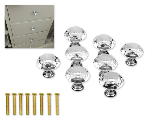 8 pieces Diamond Shaped Cabinet Knobs with Screws - Transparent