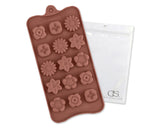 Silicone Flower Shape Chocolate Mold Tray Set of 2 - Brown