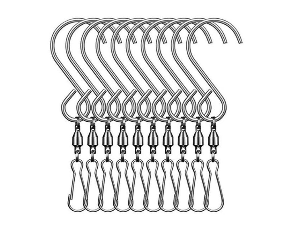 Swivel Hooks 10 Pieces Stainless Steel S Hook Clips for Hanging Wind Spinners
