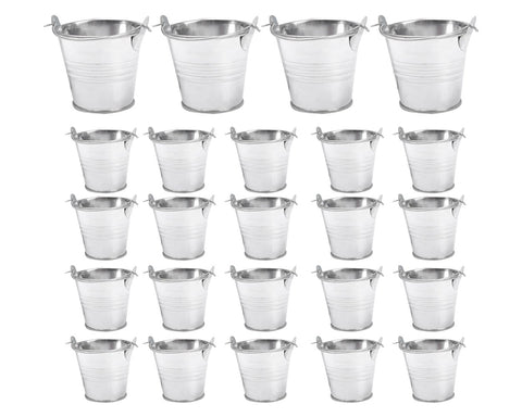 Galvanized Metal Buckets 24 Pieces 2.2 Inches Mini Buckets with Handles