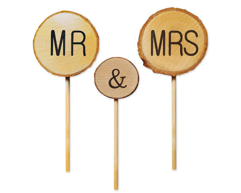 Wedding Cake Topper 3 Pieces Mr & Mrs Cake Decoration for Wedding Cakes