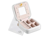 Eiffel Tower Small Travel Jewelry Box Organizer with Mirror - White