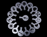 Stainless Steel Powder Shaker with 16 Pcs Cappuccino Coffee Stencils