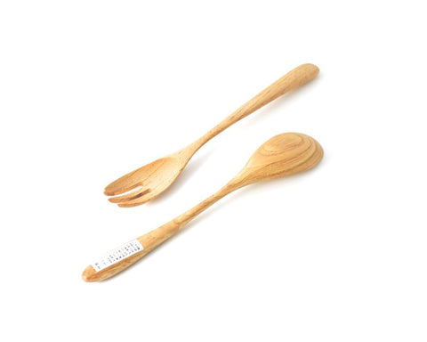 8" Wooden Spoon and Fork Serving Set
