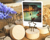 2" Paper Photo Clip Memo Card Wood Base Holder Table Decor -Ribbon Bow
