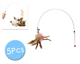 5 Pcs Tease Pet Cat Rod Chaser with Bells
