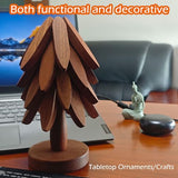 Wooden Tree Trivet Set Foldable Stand Walnut