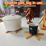 Wooden Tree Trivet Set Foldable Stand Walnut
