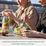 Salad Jar Leakproof 4.5 Cup Side-Open Portable