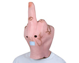 Middle Finger Mask Funny Halloween Head to Wear Latex Costume Mask with 4 Pieces Middle Finger Balloons