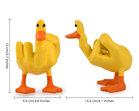 Middle Finger Duck Joke Gifts Duck You Figurine 5.7 Inch Statue Funny Desk Decor Cell Ph Holder Resin Decoration