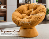 Papasan Chair with Thick Cushion Swivel 360 Comfy Accent Chair Indoor Upholstered Cozy Reading Chair Ergonomic Round Chair