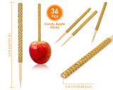 Candy Apple Sticks 36 Pieces Bling Candy Apple Bamboo Skewers with Rhinestones Diamond Mesh Wrap for Fruit Treats, Pop Bar, Dessert Table, Tea Party and Birthday Wedding