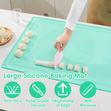 Large Silicone Baking Mat 29 x 21 Inch Non Stick Extra Thick Pastry Mat with Measurements and High Edge