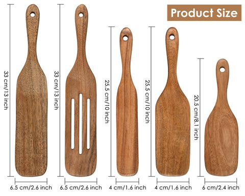 Wooden Spurtle Kit 5 Pieces Wood Spoons Kitchen Tools