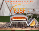 Gas Pizza Oven 13 Inch Outdoor Propane Pizza Oven Includes Adjustable Heat Control Dial, Foldable Feet, Rotating Pizza Stone, 3.9 Ft Gas Hose and Regulator