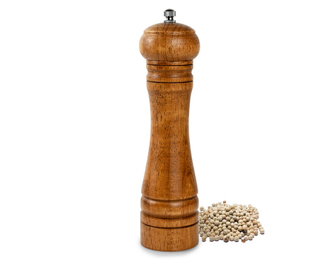Wood Pepper Grinder, 8 Inch Pepper Mill with an Adjustable Ceramic Rotor, Easily Refillable Wood Salt Mill for Your Kitchen