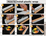 Refillable Plastic Wrap Dispenser with Slide Cutter Reusable Foil and Cling Film Dispenser for Kitchen Drawer, Cupboards and Refrigerator