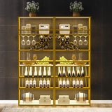 LED Tall Wine Rack Freestanding Floor 6-Tier Wine Rack With Glass Holder and Wine Storage, Wine Racks Countertop