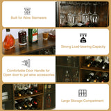 Coffee Bar Cabinet 55 Inch Wooden Farmhouse Liquor Bar Cabinet with Glass Holder & Sliding Wine Racks