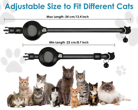 Cat Collar Compatible with Airtag 2 Pieces Adjustable 7-13 Inch Breakaway Cat Collar