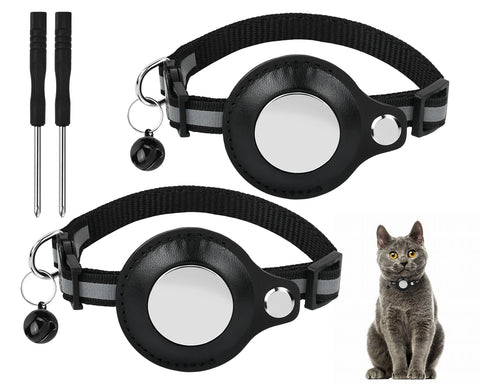 Cat Collar Compatible with Airtag 2 Pieces Adjustable 7-13 Inch Breakaway Cat Collar