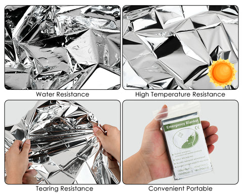 4 Pack Emergency Blanket, Thermal Blanket for Survival, Emergency Supplies Space Blanket Perfect