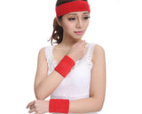 3 Pieces Elastic Sport Headband Wristband Set - Blue