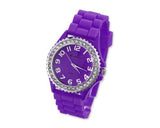 GENEVA Crystal Bezel Large Face Silicone Sport Women's Watch