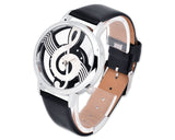 Musical Note Leather Band Quartz Women's Wrist Watch - Black