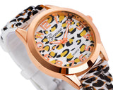 Trendy Leopard Silicone Band Dress Analog Wrist Watches for Women Girl