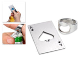 DS. DISTINCTIVE STYLE Poker Shaped Cap Opener and Bottle Opener Ring