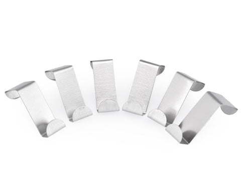 6 Pcs Stainless Steel Over Door Hooks Set - Silver