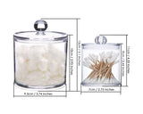 Plastic Cotton Ball and Swab Holder with Lid 2 Pieces Apothecary Jars