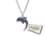 Dolphin Bling Swarovski Crystal Necklace - Blue