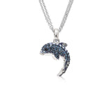 Dolphin Bling Swarovski Crystal Necklace - Blue