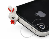 Crystal Headphone Jack Plug - White Rabbit