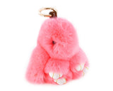 Cute Rex Rabbit Fur Keychain - Pink