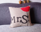 Cute Wedding Decor Mr Beard and Mrs Kiss Throw Pillow Cushion Cover