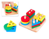 Children's Wooden Toy Intelligence Shape Sorter Stack Puzzle Tray