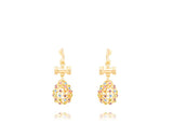 Colourful Gold Ball Drop Earrings