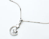 Twinkle Star and Moon 925 Sterling Silver Crystal Necklace - Silver