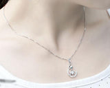 Twinkle Star and Moon 925 Sterling Silver Crystal Necklace - Silver