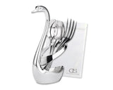 Stainless Steel Swan Shaped Cutlery Holder with 6 Pcs Flatware